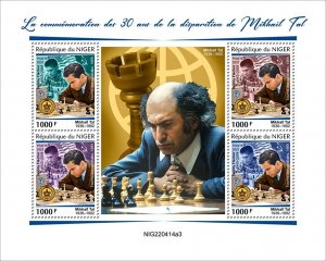 NIGER - 2022 - Mikhail Tal - Perf 4v Sheet -Mint Never Hinged