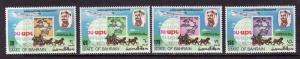 Bahrain-Sc#206-9-unused NH set-Planes-UPU Centenary-1974-Horses