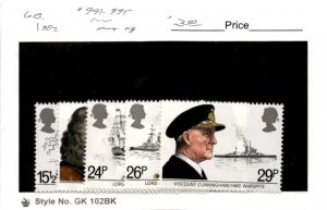 Great Britain, Postage Stamp, #991-995 Mint NH, 1982 Navy, Ships (AE)