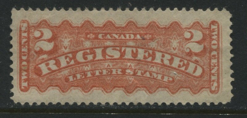 Canada 1875 Registered 2 cents vermilion mint o.g.