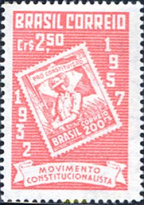 168989 MNH BRASIL 1957 25 ANIVERSARIO DEL MOVIMIENTO CONSTITUCIONALISTA