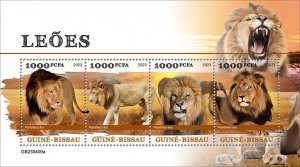 GUINEA BISSAU - 2023 - Lions - Perf 4v Sheet - Mint Never Hinged
