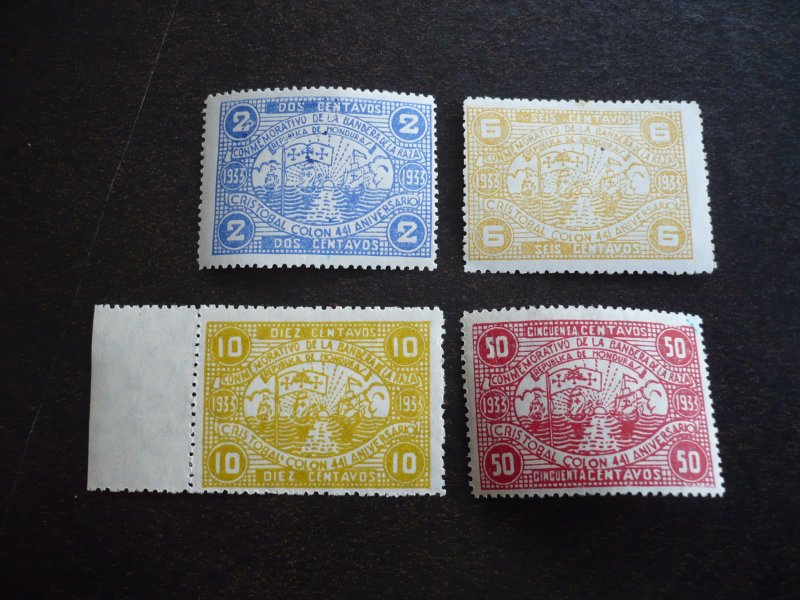 Stamps - Honduras - Scott# 322-324,326 - Mint Hinged & Used Part Set of 4 Stamps