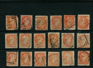 DATED SQUARED CIRCLE s 18x lot 3 cent Canada Small Queen used