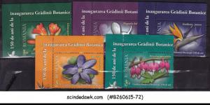 ROMANIA - 2010 150yrs OF BOTANICAL GARDENS OF BUCHAREST / FLOWERS 5V MNH