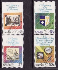 Nauru-Sc#358-61- id8-used set-UPU-ITU-1989-