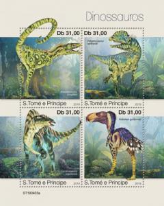 SAO TOME - 2019 - Dinosaurs - Perf 4v Sheet - MNH