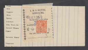 Great Britain Sc 238 used as Fiscal on 1928 Hotel Registration & Bill