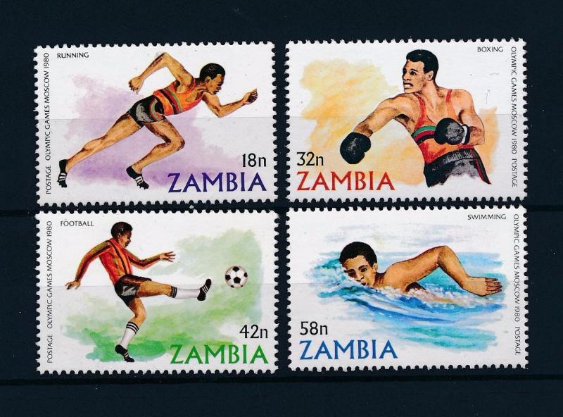 [51162] Zambia 1980 Olympic games Moscow Football Boxing Swimming MNH