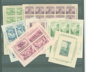 United States #730-731/735/750-751/ Mint (NH) Souvenir Sheet