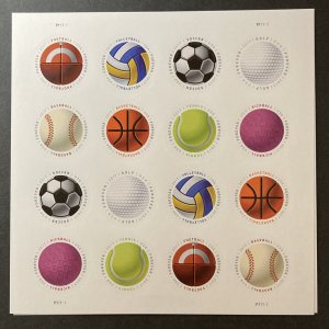 U.S. 2017 #5203-10 Sheet, Sports Ball, MNH.