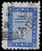 Turkey #O72 Used; 1 1/2L Official stamp (1960)