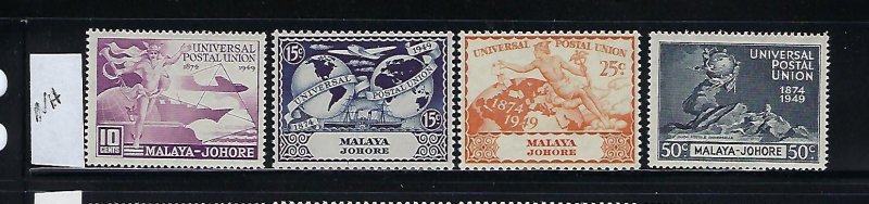 MALAYA JOHORE SCOTT #151-154  1949 UPU ISSUE- MINT NEVER HINGED