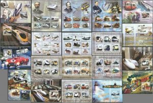 B0593 2005 Guinea-Bissau Transport Trains Aviation War Space Verne 10Bl+10Kb Mnh