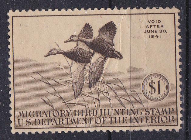US RW  7 Mint OG 1940 Duck Stamp $1 Sepia CV $130
