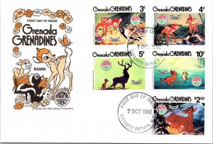 Grenada FDC 1980 - Bambi, Christmas Cover - Block of 5 - F65057