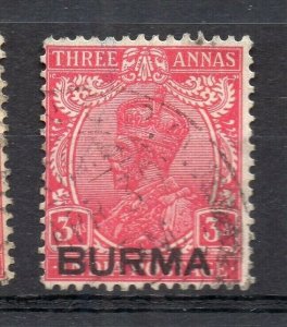 Burma 1937 Early Issue Fine Used 3a. Optd NW-167065