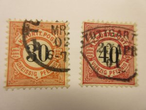 German States WURTTEMBERG Scott 64, 65 USED Lot11 Cat $12