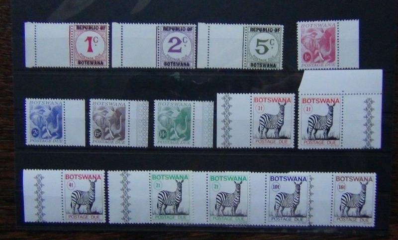 Botswana Postage Dues 1967 set to 5c 1971 set 14c 1977 set to 16c MNH  