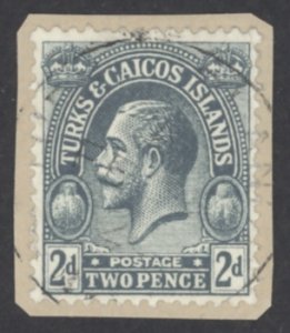 Turks & Caicos Islands Sc# 48 Used 1922-1926 2p gray King George V