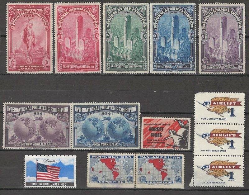 COLLECTION LOT # 3810 UNITED STATES 14 CINDERELLAS MNH/MH 1901+