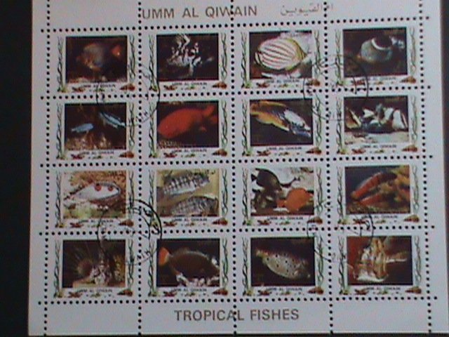 ​UMM AL QIWAIN 1973- TROPICAL FISH-UNDER WATER WORLD-CTO MINI SHEET VERY FINE