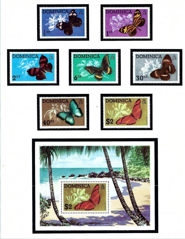 Dominica 421-26a MNH 1975 Fish with S/S