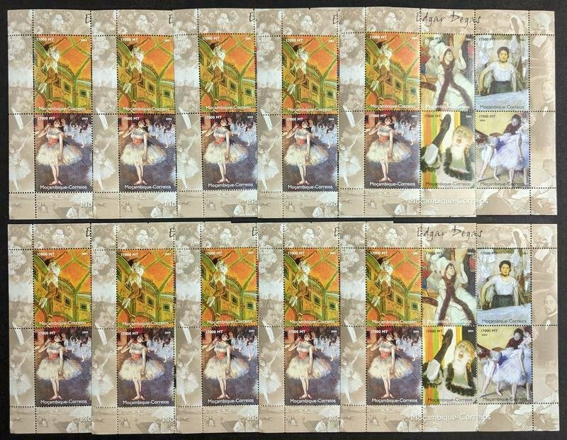 EDW1949SELL : MOZAMBIQUE 2004 Sc #1729-32 Painting 10 Cplt sets of Shlt Cat $435