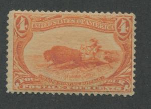 1898 US Stamp #287 4c Mint Lightly Hinged F/VF Original Gum Catalogue Value $100