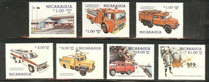 Nicaragua Scott 1477-1483 Firefighter set 1985