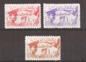 Tunisia Sc 312-14 MLH. 1957 Officer & Soldier, complete set, fresh, bright, VLH