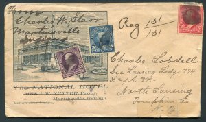 1890's Registered - National Hotel - Martinsville, Indiana to North Lansing, NY