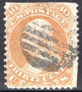 Scott # 71  Lot E971  30c Franklin Fancy Cancel  orange   Used