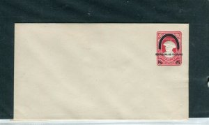 PHILIPPINES; 1940s fine Mint Republika Postal Stationary Envelope 5c. surcharged