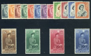 New Zealand 1953 QEII Definitive set complete MNH. SG 723-736. Sc 288-301.