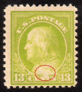 1919, US 13c, Franklin, MLH, small fault Sc 513