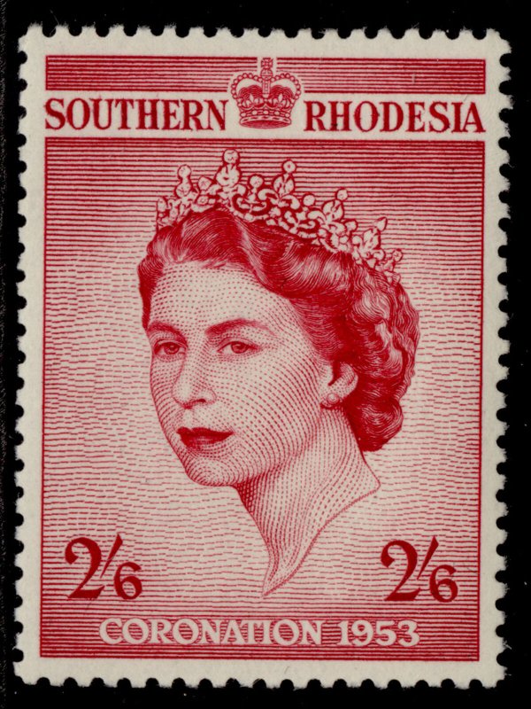 SOUTHERN RHODESIA QEII SG77, 2s 6d carmine 1953 CORONATION, NH MINT.