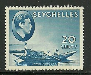 Album Trésors Seychelles Scott #135 20c George VI Pêcher Canoë Mint à Charnières