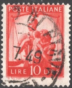 Italy SC#487 10 ₤ Work, Justice and Family (1947) Used