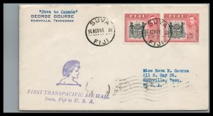 FIJI 1941 COVER First Transpacific Airmail Suva to Vancouver Ca.