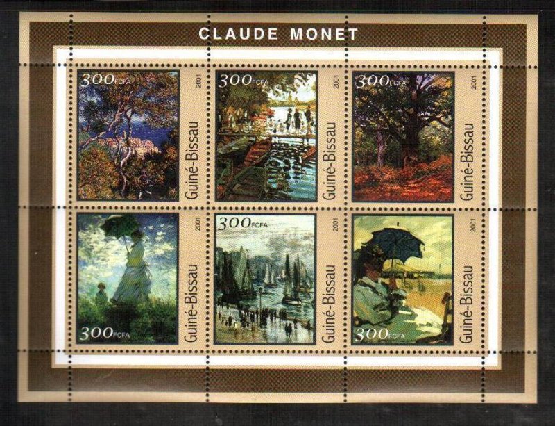 Guinea-Bissau MNH S/S Monet Paintings 2001 6 Stamps