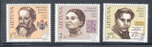 Lithuania Sc 967-9 2012 Famous Lithuanians stamp set mint NH