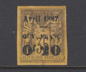 French Guiana Sc 6 MLH.1887 20c on 35c black on orange Peace & Commerce, pinhole