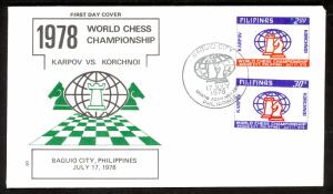 PHILIPPINES 1978 CHESS CHAMPIONSHIP Set Sc 1352-1353 on CACHET FDC