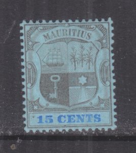 MAURITIUS, 1907 Arms, Multiple CA, 15c. Black & Blue on Blue, lhm.