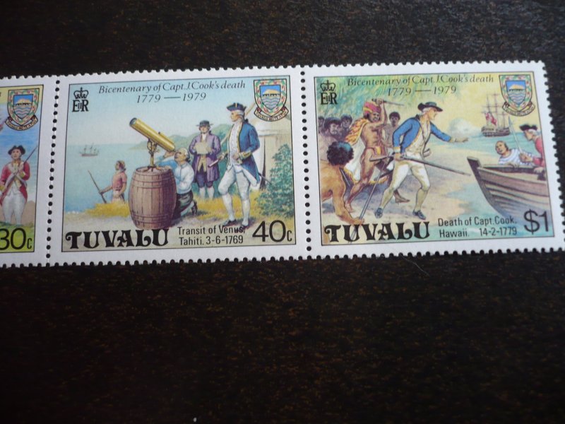 Stamps - Tuvalu - Scott# 117a - Mint Never Hinged Strip of 4 Stamps