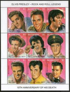 St. Vincent 1992 Elvis Presley  Music Entertainer Singer Sc 1642 Sheetlet MNH...