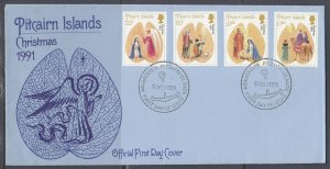 Pitcairn Is. Scott 358-61 FDC - Christmas 1991