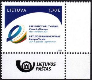 LITHUANIA 2024-04 EUROPA: Presidency in Council of Europe. Flag. Logo CORNER MNH