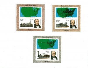 MALDIVES SC# 2177-82 - Trains - IMPERF Set of 3 Sheets and Souvenir sheets - MNH